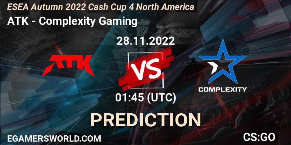 Pronósticos ATK - Complexity Gaming. 28.11.22. ESEA Cash Cup: North America - Autumn 2022 #4 - CS2 (CS:GO)