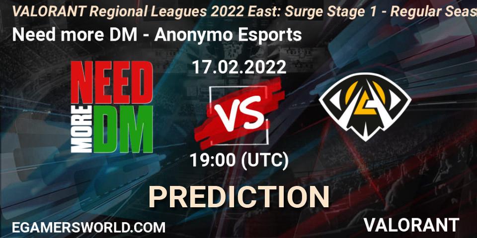 Pronósticos Gamerland - Anonymo Esports. 17.02.2022 at 18:20. VALORANT Regional Leagues 2022 East: Surge Stage 1 - Regular Season - VALORANT