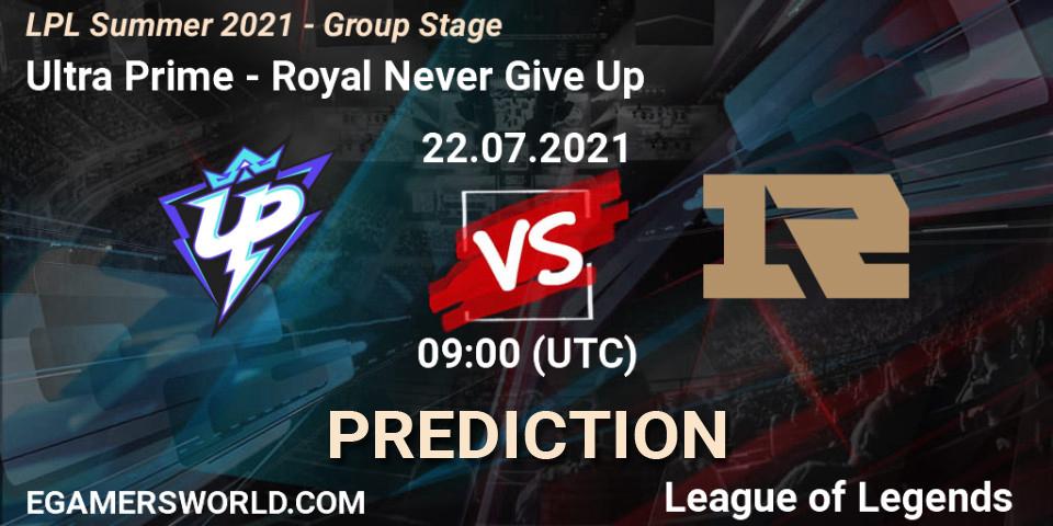 Pronósticos Ultra Prime - Royal Never Give Up. 22.07.21. LPL Summer 2021 - Group Stage - LoL