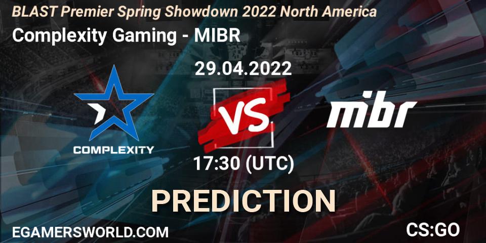 Pronósticos Complexity Gaming - MIBR. 29.04.2022 at 18:00. BLAST Premier Spring Showdown 2022 North America - Counter-Strike (CS2)