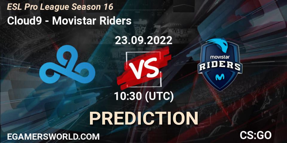 Pronósticos Cloud9 - Movistar Riders. 23.09.2022 at 10:30. ESL Pro League Season 16 - Counter-Strike (CS2)