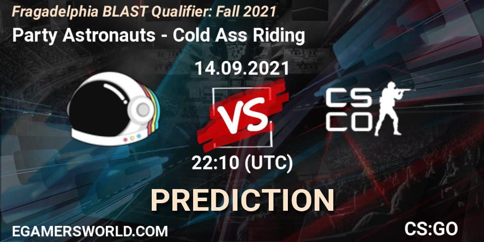 Pronósticos Party Astronauts - Cold Ass Riding. 14.09.2021 at 22:10. Fragadelphia BLAST Qualifier: Fall 2021 - Counter-Strike (CS2)