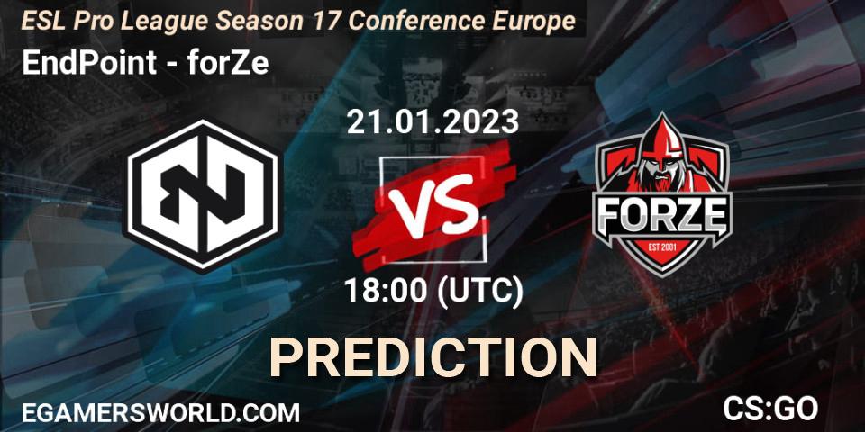 Pronósticos EndPoint - forZe. 21.01.23. ESL Pro League Season 17 Conference Europe - CS2 (CS:GO)