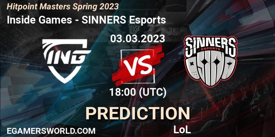 Pronósticos Inside Games - SINNERS Esports. 03.02.23. Hitpoint Masters Spring 2023 - LoL