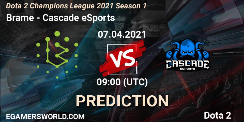 Pronósticos Brame - Cascade eSports. 08.04.2021 at 09:07. Dota 2 Champions League 2021 Season 1 - Dota 2
