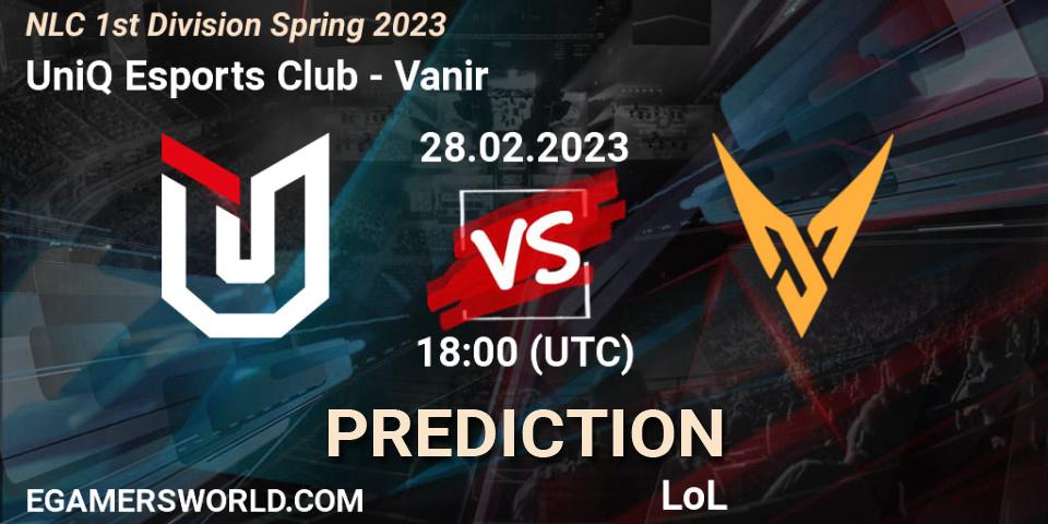Pronósticos UniQ Esports Club - Vanir. 28.02.2023 at 18:00. NLC 1st Division Spring 2023 - LoL