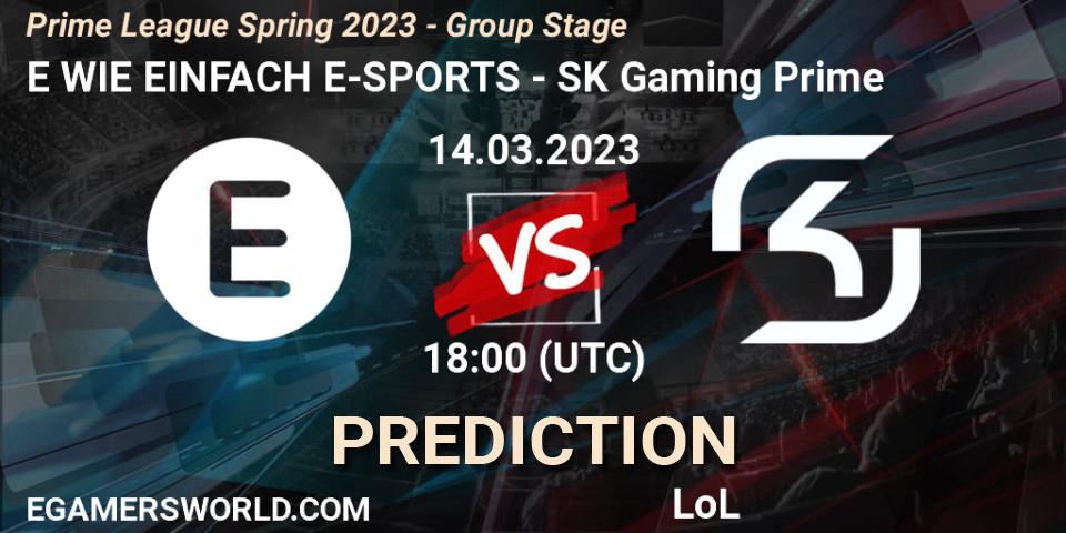 Pronósticos E WIE EINFACH E-SPORTS - SK Gaming Prime. 14.03.23. Prime League Spring 2023 - Group Stage - LoL