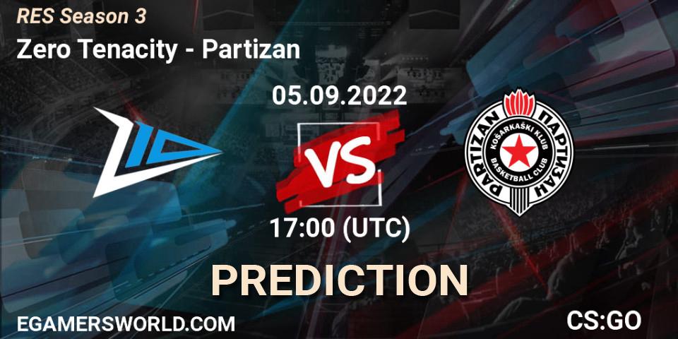 Pronósticos Zero Tenacity - Partizan. 05.09.2022 at 17:00. RES Season 3 - Counter-Strike (CS2)