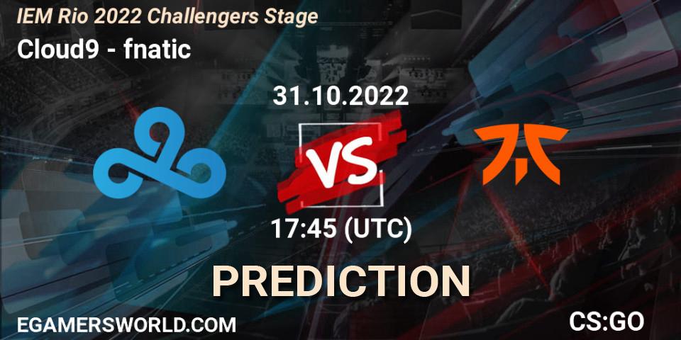 Pronósticos Cloud9 - fnatic. 31.10.2022 at 19:20. IEM Rio 2022 Challengers Stage - Counter-Strike (CS2)