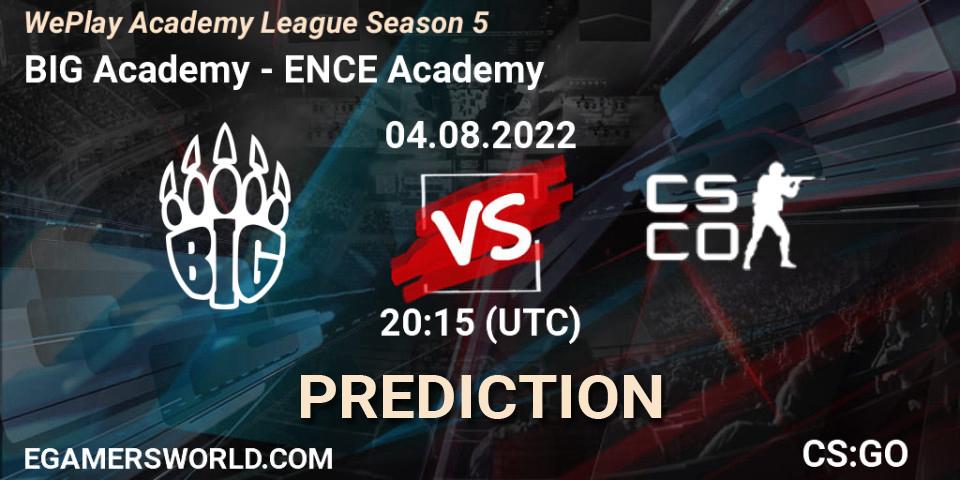 Pronósticos BIG Academy - ENCE Academy. 04.08.2022 at 20:15. WePlay Academy League Season 5 - Counter-Strike (CS2)