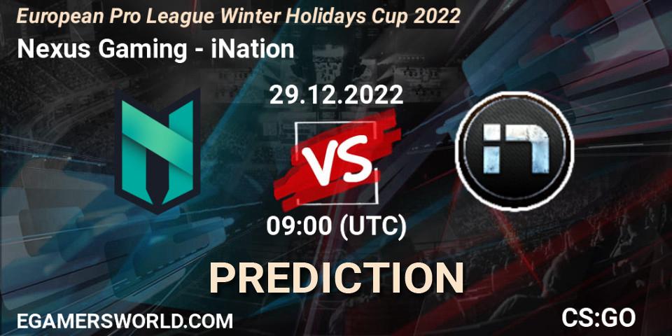 Pronósticos Nexus Gaming - iNation. 29.12.2022 at 09:00. European Pro League Winter Holidays Cup 2022 - Counter-Strike (CS2)