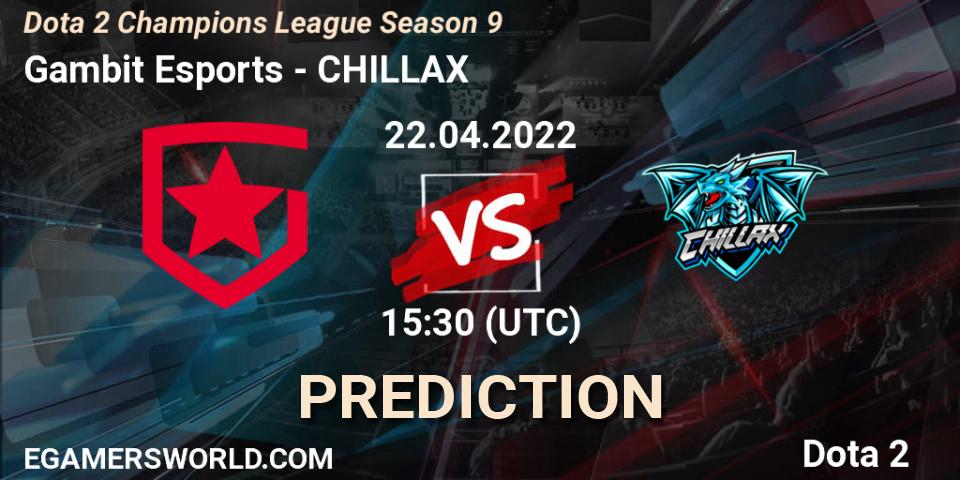Pronósticos Gambit Esports - CHILLAX. 22.04.22. Dota 2 Champions League Season 9 - Dota 2