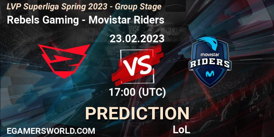 Pronósticos Rebels Gaming - Movistar Riders. 23.02.2023 at 20:00. LVP Superliga Spring 2023 - Group Stage - LoL
