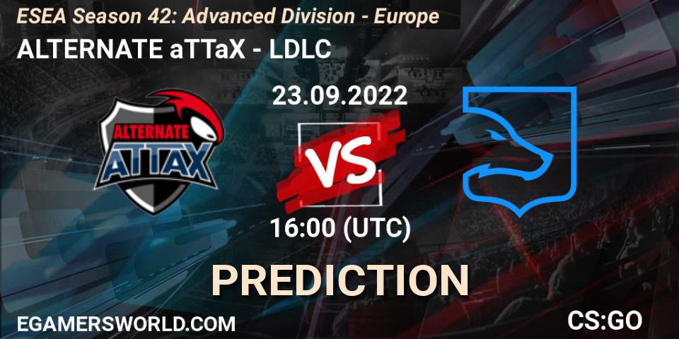 Pronósticos ALTERNATE aTTaX - LDLC. 23.09.2022 at 16:00. ESEA Season 42: Advanced Division - Europe - Counter-Strike (CS2)