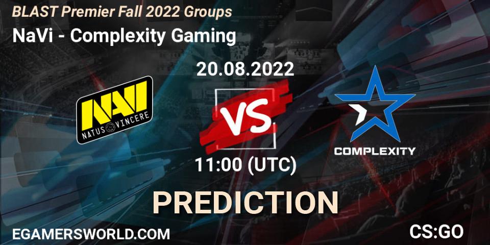 Pronósticos NaVi - Complexity Gaming. 20.08.2022 at 11:00. BLAST Premier Fall 2022 Groups - Counter-Strike (CS2)