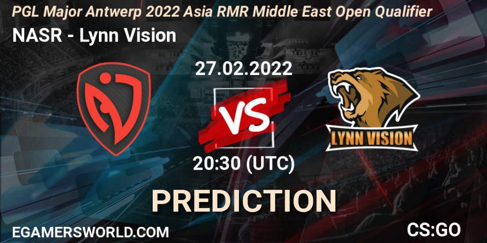 Pronósticos NASR - Lynn Vision. 27.02.2022 at 20:30. PGL Major Antwerp 2022 Asia RMR Middle East Open Qualifier - Counter-Strike (CS2)