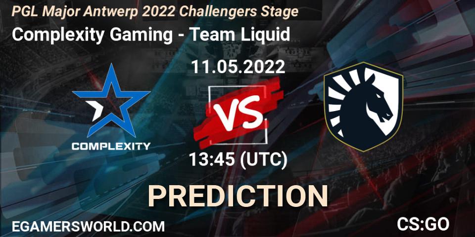 Pronósticos Complexity Gaming - Team Liquid. 11.05.2022 at 14:10. PGL Major Antwerp 2022 Challengers Stage - Counter-Strike (CS2)