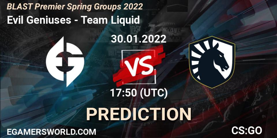 Pronósticos Evil Geniuses - Team Liquid. 30.01.22. BLAST Premier Spring Groups 2022 - CS2 (CS:GO)