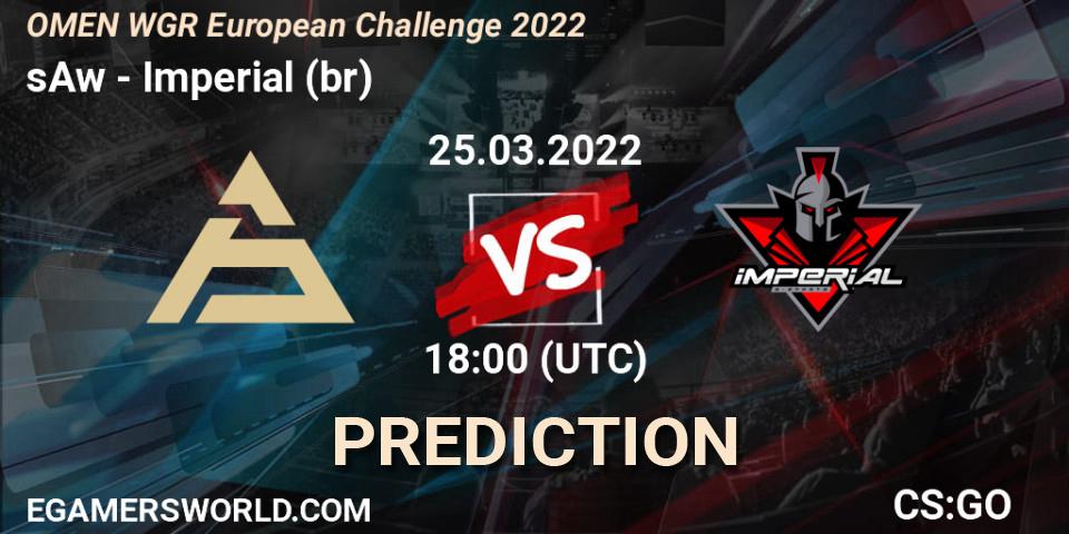 Pronósticos sAw - Imperial (br). 25.03.2022 at 18:00. OMEN WGR European Challenge 2022 - Counter-Strike (CS2)