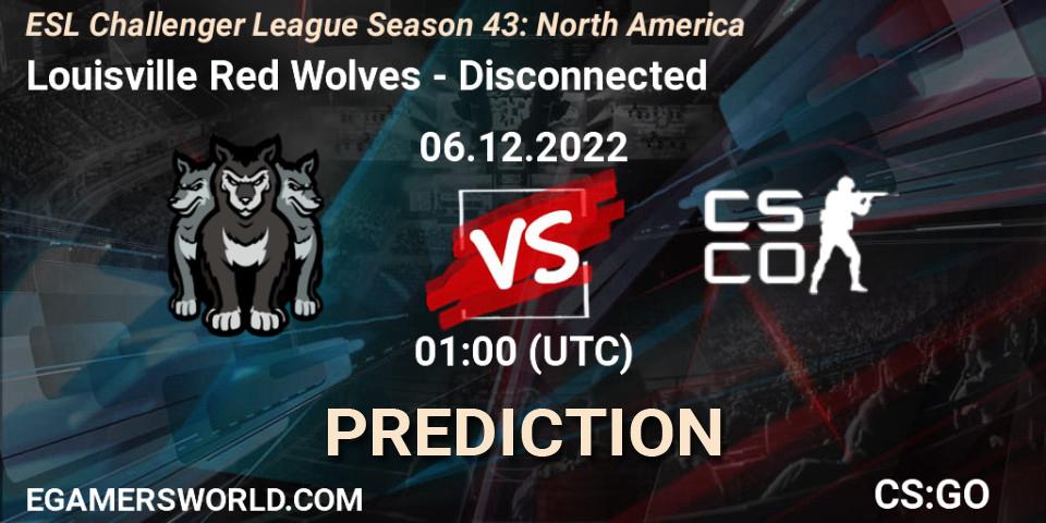 Pronósticos Louisville Red Wolves - Disconnected. 06.12.2022 at 01:00. ESL Challenger League Season 43: North America - Counter-Strike (CS2)