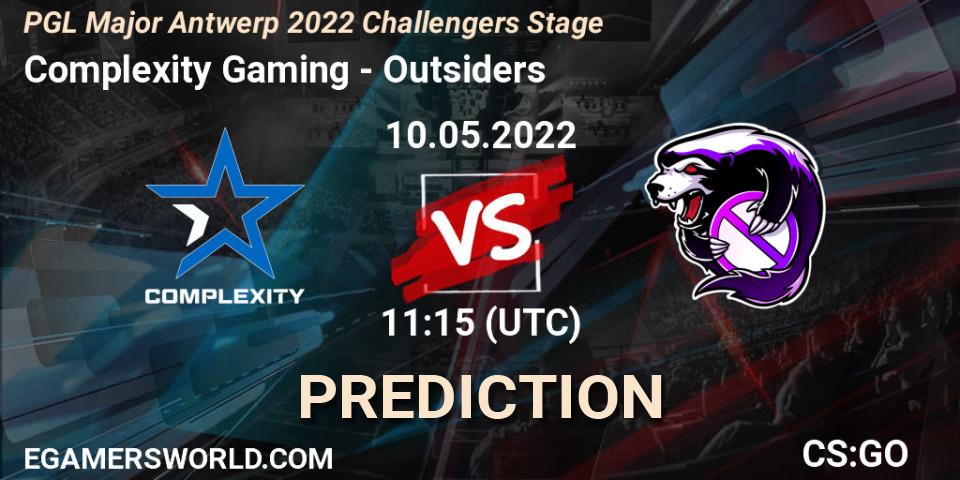 Pronósticos Complexity Gaming - Outsiders. 10.05.2022 at 11:25. PGL Major Antwerp 2022 Challengers Stage - Counter-Strike (CS2)