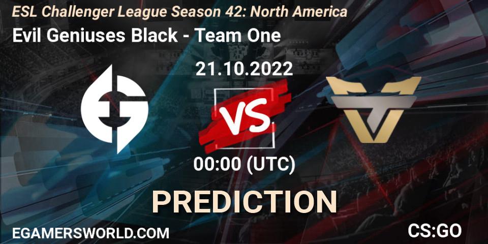 Pronósticos Evil Geniuses Black - Team One. 21.10.22. ESL Challenger League Season 42: North America - CS2 (CS:GO)