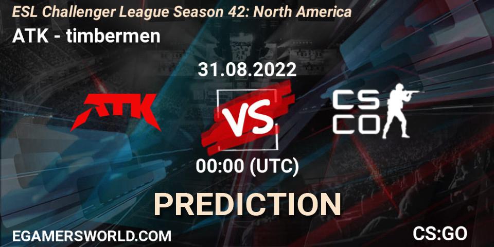Pronósticos ATK - timbermen. 31.08.2022 at 00:00. ESL Challenger League Season 42: North America - Counter-Strike (CS2)