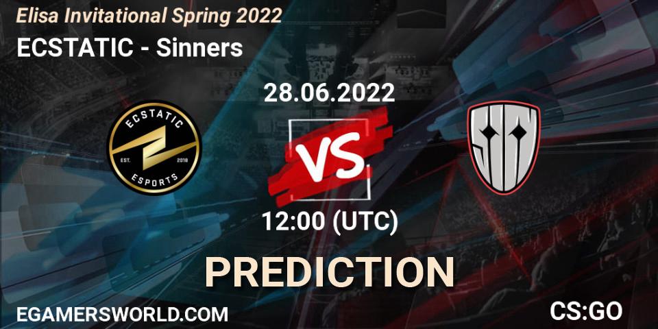 Pronósticos ECSTATIC - Sinners. 28.06.2022 at 12:00. Elisa Invitational Spring 2022 - Counter-Strike (CS2)