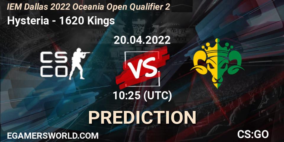 Pronósticos Hysteria - 1620 Kings. 20.04.22. IEM Dallas 2022 Oceania Open Qualifier 2 - CS2 (CS:GO)