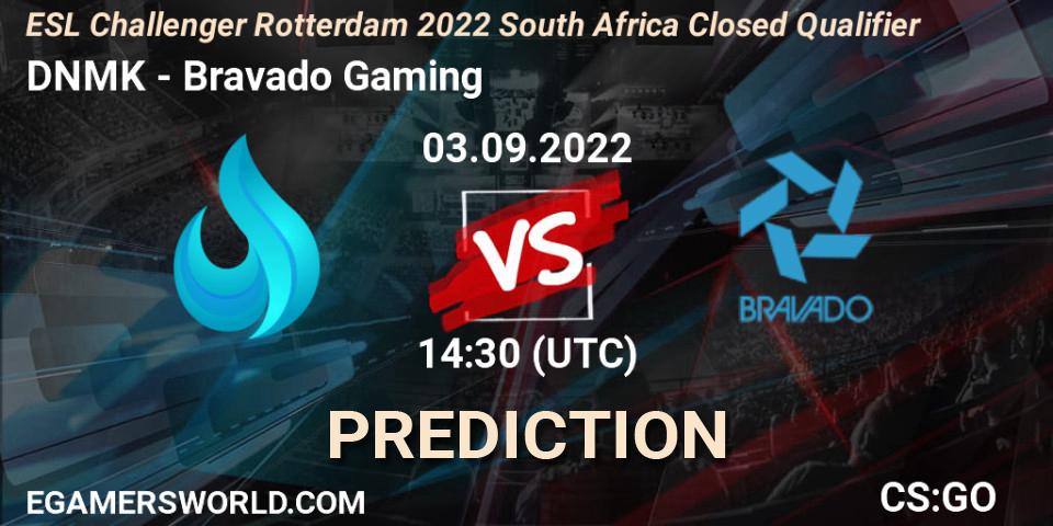 Pronósticos DNMK - Bravado Gaming. 03.09.2022 at 14:30. ESL Challenger Rotterdam 2022 South Africa Closed Qualifier - Counter-Strike (CS2)