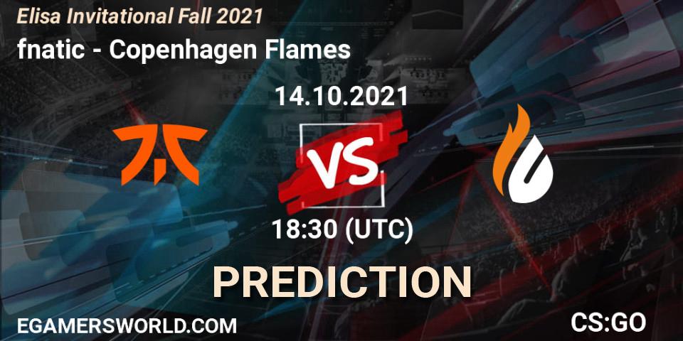 Pronósticos fnatic - Copenhagen Flames. 14.10.2021 at 18:50. Elisa Invitational Fall 2021 - Counter-Strike (CS2)