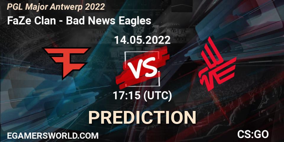 Pronósticos FaZe Clan - Bad News Eagles. 14.05.2022 at 17:05. PGL Major Antwerp 2022 - Counter-Strike (CS2)