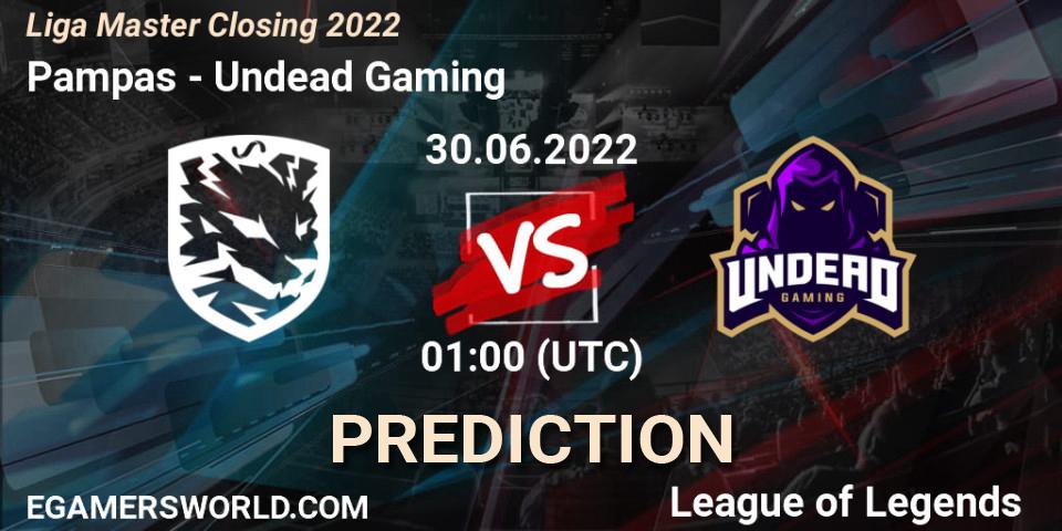 Pronósticos Pampas - Undead Gaming. 30.06.2022 at 01:00. Liga Master Closing 2022 - LoL