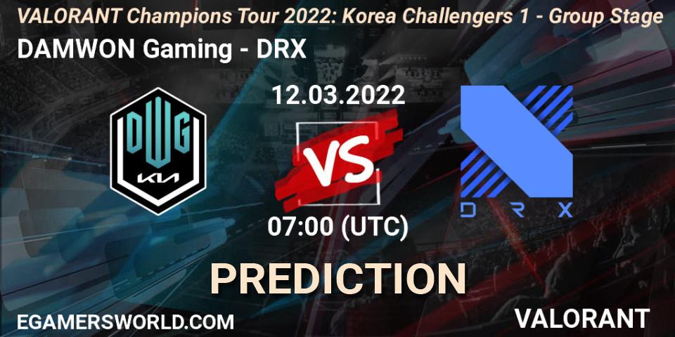 Pronósticos DAMWON Gaming - DRX. 12.03.2022 at 07:00. VCT 2022: Korea Challengers 1 - Group Stage - VALORANT