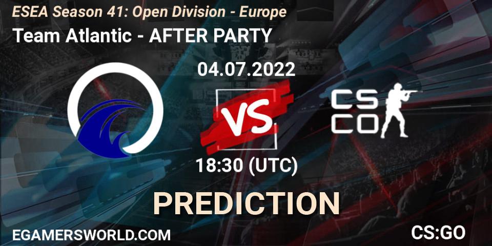 Pronósticos Team Atlantic - AFTER PARTY. 04.07.2022 at 17:30. ESEA Season 41: Open Division - Europe - Counter-Strike (CS2)