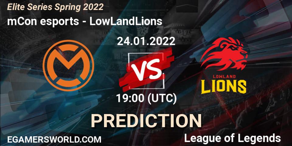 Pronósticos mCon esports - LowLandLions. 24.01.22. Elite Series Spring 2022 - LoL