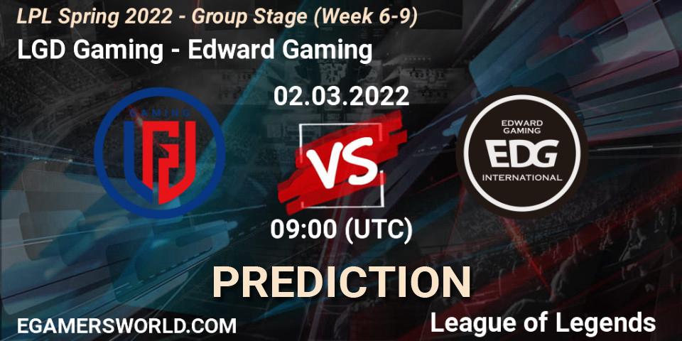Pronósticos LGD Gaming - Edward Gaming. 02.03.22. LPL Spring 2022 - Group Stage (Week 6-9) - LoL