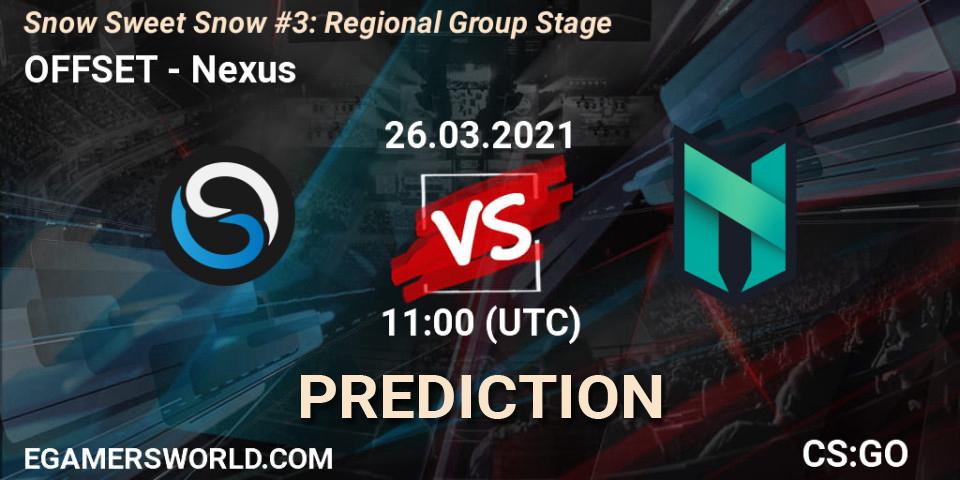 Pronósticos OFFSET - Nexus. 26.03.2021 at 11:00. Snow Sweet Snow #3: Regional Group Stage - Counter-Strike (CS2)