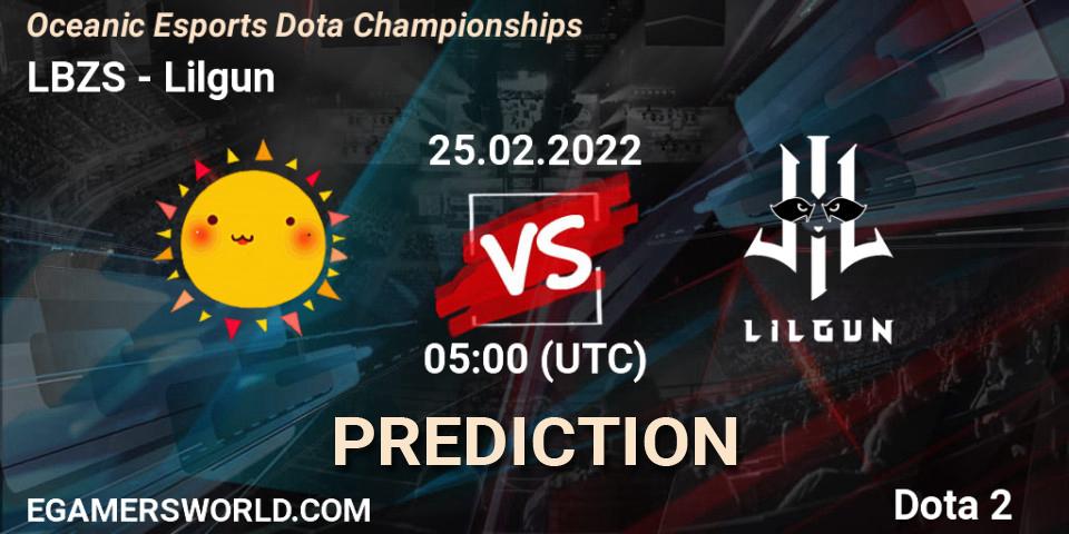 Pronósticos LBZS - Lilgun. 25.02.2022 at 05:06. Oceanic Esports Dota Championships - Dota 2