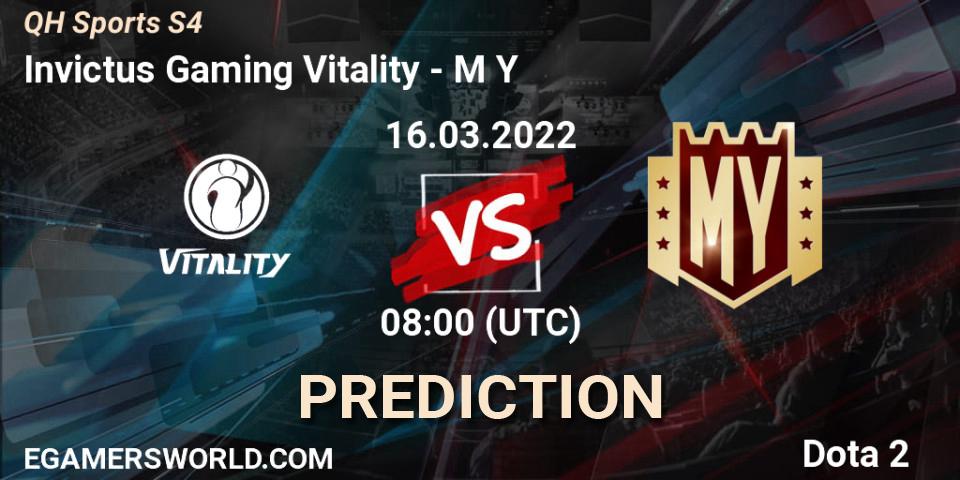 Pronósticos Invictus Gaming Vitality - M Y. 16.03.2022 at 08:19. QH Sports S4 - Dota 2