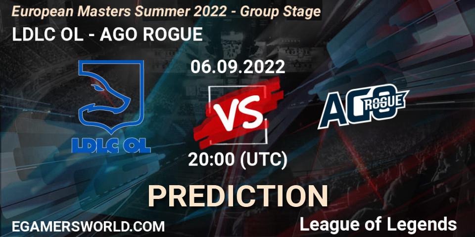 Pronósticos LDLC OL - AGO ROGUE. 06.09.2022 at 20:00. European Masters Summer 2022 - Group Stage - LoL