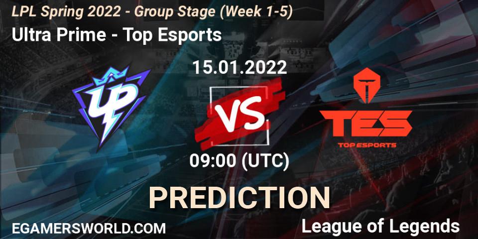 Pronósticos Ultra Prime - Top Esports. 15.01.22. LPL Spring 2022 - Group Stage (Week 1-5) - LoL