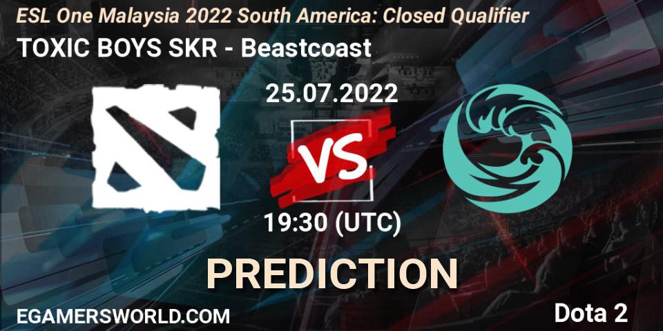 Pronósticos TOXIC BOYS SKR - Beastcoast. 25.07.2022 at 19:36. ESL One Malaysia 2022 South America: Closed Qualifier - Dota 2