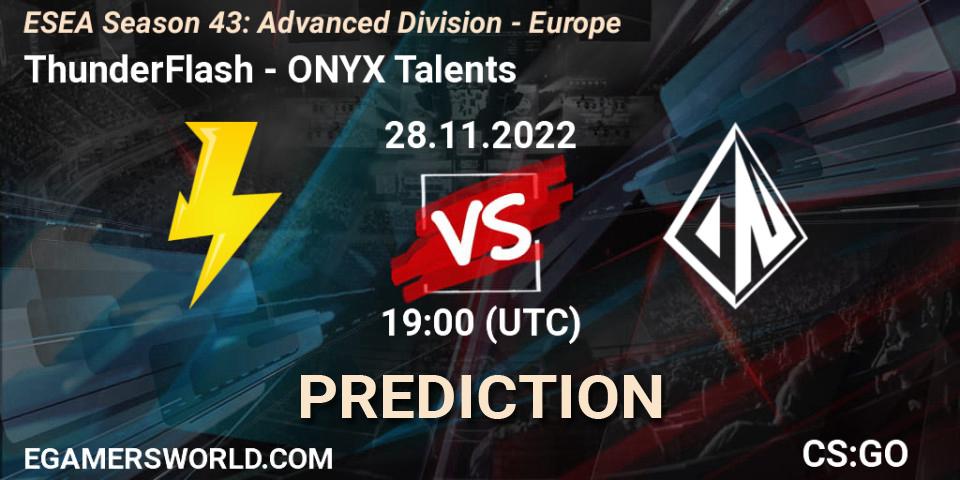 Pronósticos ThunderFlash - ONYX Talents. 02.12.22. ESEA Season 43: Advanced Division - Europe - CS2 (CS:GO)