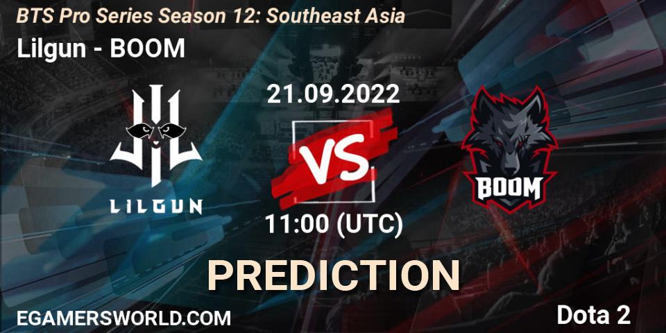 Pronósticos Lilgun - BOOM. 21.09.2022 at 11:03. BTS Pro Series Season 12: Southeast Asia - Dota 2