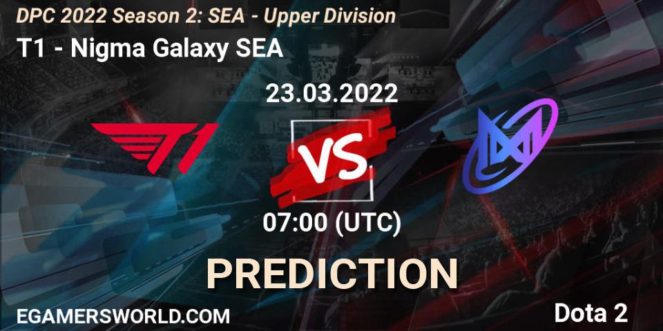 Pronósticos T1 - Nigma Galaxy SEA. 23.03.2022 at 07:16. DPC 2021/2022 Tour 2 (Season 2): SEA Division I (Upper) - Dota 2