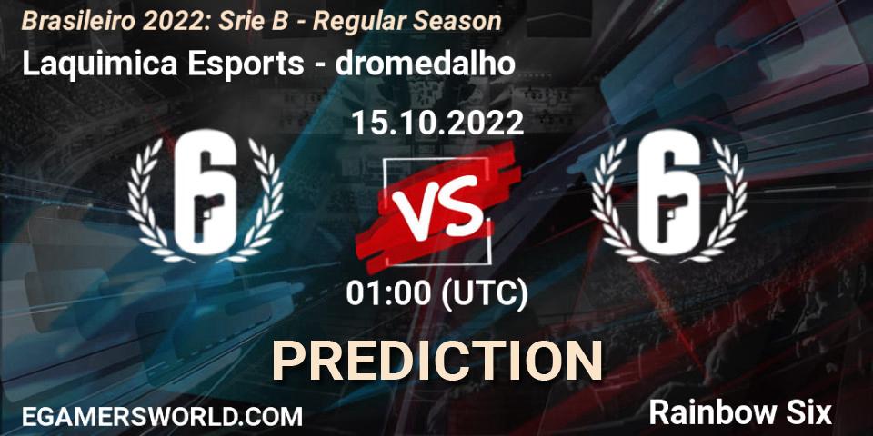 Pronósticos Laquimica Esports - dromedalho. 15.10.2022 at 01:00. Brasileirão 2022: Série B - Regular Season - Rainbow Six