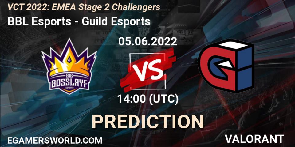 Pronósticos BBL Esports - Guild Esports. 05.06.2022 at 14:00. VCT 2022: EMEA Stage 2 Challengers - VALORANT