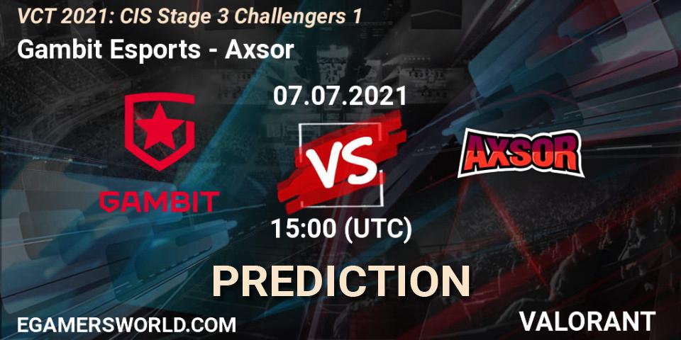 Pronósticos Gambit Esports - Axsor. 07.07.2021 at 15:00. VCT 2021: CIS Stage 3 Challengers 1 - VALORANT