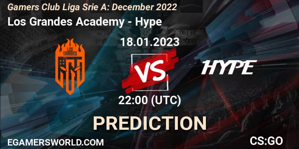 Pronósticos Los Grandes Academy - Hype. 18.01.2023 at 22:00. Gamers Club Liga Série A: December 2022 - Counter-Strike (CS2)